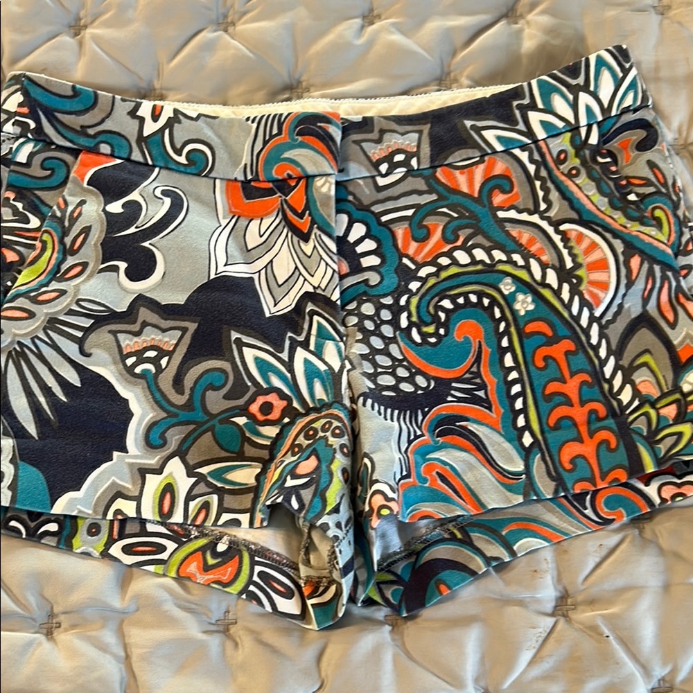 J. Crew High Waist Blue and Orange Shorts